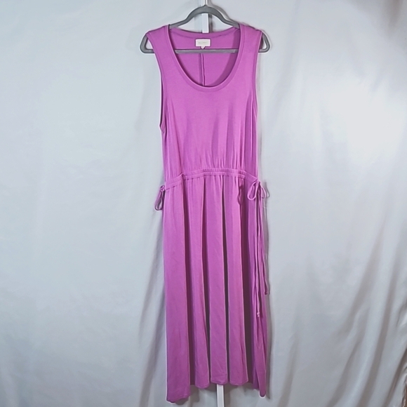 Melloday Pink Sleeveless Elastic Waist Midi Dress Size XL - Picture 2 of 9
